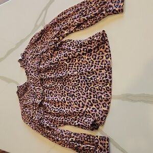 LOFT leopard print ruffle blouse